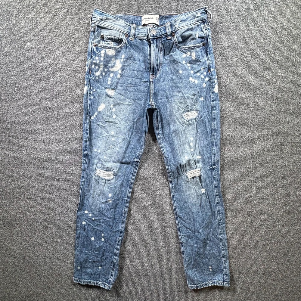 Abercrombie & Fitch Jeans Kid 13/14 Blue Denim Light Wash Paint Splat Distressed